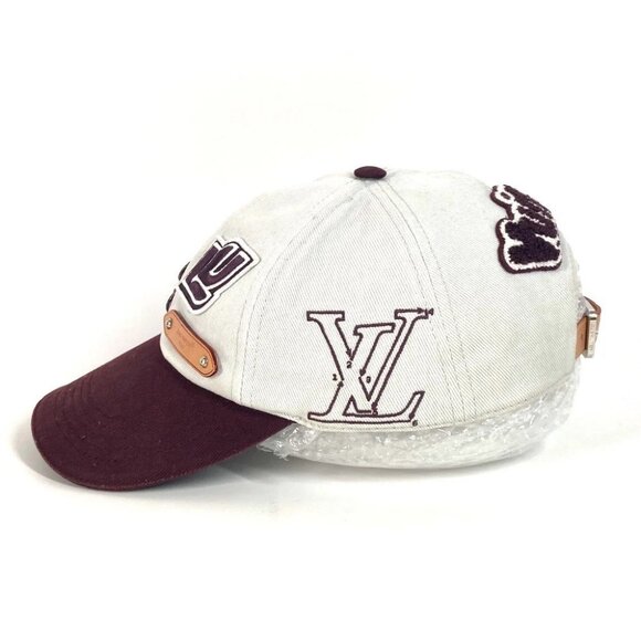 LOUIS VUITTON M7176L Cap League hat cap baseball cap cotton White/wine-red - Picture 6 of 13